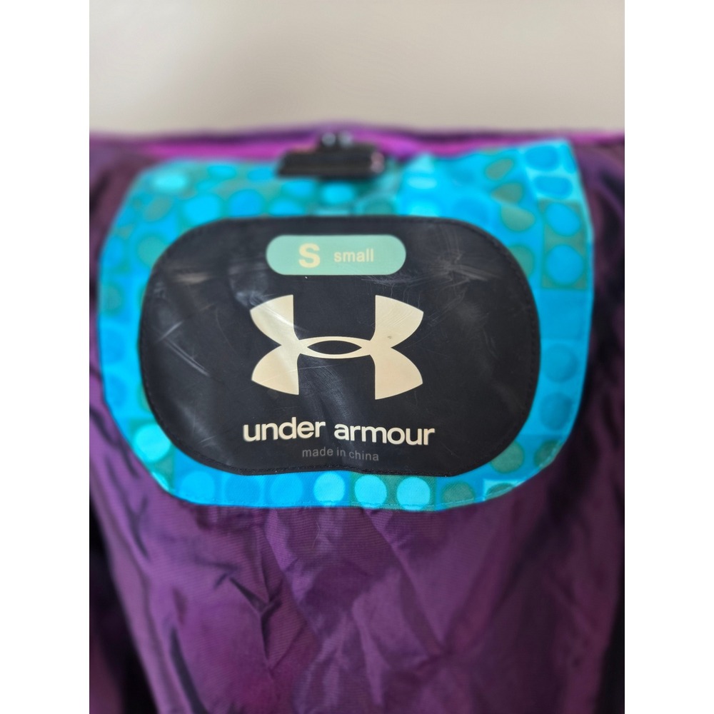 Under Armour Women S Teal Blue Geometric Dot Print Hooded Ski Jacket Pockets - Picture 2 of 16